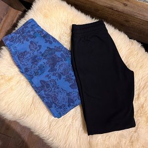 Set of 2! Floral print and black jogger pants